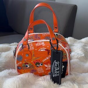 Von Dutch Orange Graphic Mini Satchel